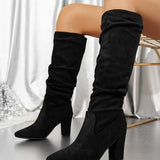 CAROLINE™ - Elegant Pleated Long Boots for Women Knee-High Thick Heel