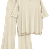 FILTA™ - Casual Basic Top and Elastic Waist Pants Set
