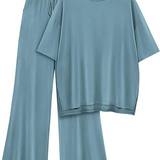 FILTA™ - Casual Basic Top and Elastic Waist Pants Set