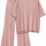 FILTA™ - Casual Basic Top and Elastic Waist Pants Set