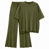 FILTA™ - Casual Basic Top and Elastic Waist Pants Set