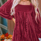 OLIVERA™ - Chic Bishop Long Sleeve A-Line Dress with Square Neck