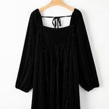 OLIVERA™ - Chic Bishop Long Sleeve A-Line Dress with Square Neck
