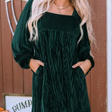 OLIVERA™ - Chic Bishop Long Sleeve A-Line Dress with Square Neck