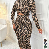 ARA™ - Colorblock Print Cut-Out Bodycon Dress for Spring & Fall
