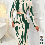 ARA™ - Colorblock Print Cut-Out Bodycon Dress for Spring & Fall
